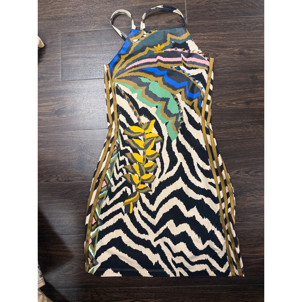 Adidas Originals Women's Zebra Abstract Print Bodycon Dress XS